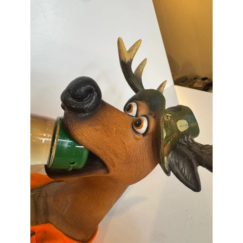 Funny Hunting Deer Wine Bottle Holder Hunter Deer Figurine Bar Decor Cabin Lodge